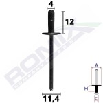 ROMIX RO C80178 / wheel arch mounting rivet 5 pcs lexus nx 450h 21-, fi 4mm