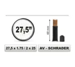 sisekumm 27, 5X1, 75/2, 25 tüüp  AV-SCHRADER, venitiili pikkus 48MM