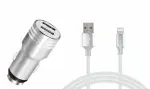Autolaadija komplekt 2 x USB 2.4a + iPhone'i kaabel
