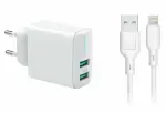 2 x USB 2.4A seinalaadija komplekt + iPhone'i kaabel