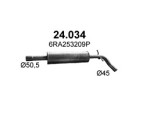 POLMO 24.034 / Middle muffler Seat Toledo 2017-04/2019, Skoda Rapid Spaceback/Sedan 2017-12/2019