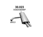 POLMO 30.023 / end muffler vw golf vii 1.5, 2017-2020, 1495ccm, 96kw/110kw, 130hp/150hp, 1.5 tsi