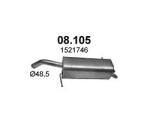 POLMO 08.105 / rear muffler ford fiesta 1.6, hatchback, 2008-2017
