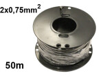 Kaabel 2 x 0.75mm² 2-soonega, Must 50m