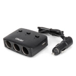sigaretisüütaja pistikupesa jagaja koos laadijaga 2x usb-a on/off led 12v 24v 100w 70cm amio-04363