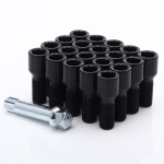 JR poldid Black B14125H28BK-1 M14x1.25x28 Tuner Hex 20mm kooniline 60° 20 tk + võti