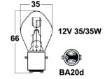 Metallsokliga pirn 12V 35/35W (BA20d)