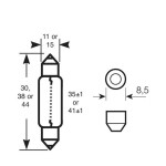  12V 10W Sokkel S8,5 11x38mm C10W