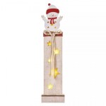 Dekoratsioon 5 LED puidust lumemees 46cm 2xAA soe valgus taimeriga