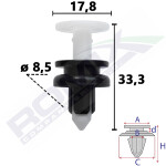Polstritüübel (rakendus: (EN) Sisemine posts fixing, kogus pakendis: 5 tk.) sobib: HONDA ACCORD IX 01.12-12.18