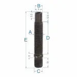 M14x1.5x62+15 Stud 1 tk (PRD82CH5)