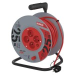 Pikenduskaabel trumlil 25 m / 4 pistikupesa / punane / pvc / 230 V / 1,5 mm2