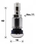 METALLVENTIIL, KÕRGE MUTTER, 11,3/42MM, NIKELDATUD