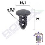 ROMIX 10069 / upholstery clip 25pcs Fiat gray