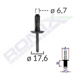 ROMIX B13753 / plastic rivet 10pcs gm,vw,