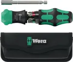 Wera Kraftform Kompakt 28 RA padruniga kruvikeeraja – 6-osaline komplekt, teleskoopteraga, 25 mm BiTorsion otsikud, ergonoomiline käepide, kokkupandav vutlar