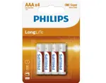 батарейка Philips R03/AAA 1,5 В длительный срок службы 4 шт.