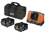 AEG komplekt 2 X AKU. 18V 5AH,  kiirlaadija, kott