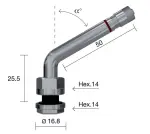 tpms ventiil wonder 1336.9 / tr544 veoauto valuveljele 9.7mm. l=25.5+50/nurk60-kraadi