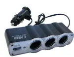 Voolujagaja sigaretisüütajasse 12V 3 pesa + USB