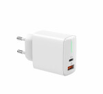 Laadija võrgu USB A + USB-C QC 3.0