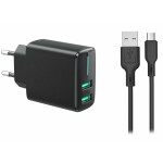 Komplekt laadija võrgu 2 X USB 2.4A + kaabel USB-C
