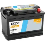 Aku Exide Excell 74Ah 680A 278x175x190 -+ EB740