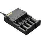 Nitecore i4 akulaadija – 4 sõltumatut pesa, 1500mA kiirlaadimine, sobib Li-ion, NiMH, Ni-Cd, LiFePO4 akudele