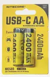 Nitecore NH2400 аккумуляторные USB-C батарейки типа АА , 2400 мАч, 2шт