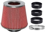 koonusfilter punane/carbon 155x130x120mm + adapterid 60/63/70mm carmotion