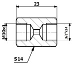 ühendus piduritoru sisemine. 10X1 SF + sisemine. 3/8X24 SF