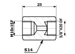 ühendus piduritoru sisemine. 10X1 SF - sisemine. 3/8X20 DF