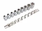 komplekt padrunid torx-E 9tk 1/2 tolli E10, E11, E12, E14, E16, E18, E20, E22, E24