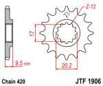 мотоцикла для цепи цепное колесо передний JT 12 количество зубов, KTM 60 SX, 65 SX, 98-03