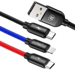 juhe laadijale 3W1 USB-C / LIGHTNING / MICRO 3,5A 0,3M (must)