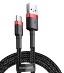 Baseus Cafule kaabel vastupidav nailonjuhe USB / USB-C QC3.0 2A 2M must-punane (CATKLF-C91)