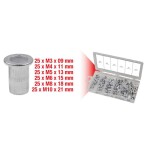 keermesneetide valik, alumiinium, m3x9mm-m10x21mm, 150 osa