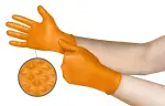 Disposable nitrile gloves Ansell Microflex Mega Grip 93-256, 100 pcs, 0,13mm, 275mm long, orange, size S (6,5-7)