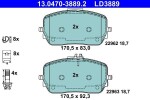 Комплект тормозных колодок,  дисковый тормоз ATE Ceramic 13.0470-3889.2