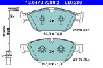 Piduriklotsi komplekt,  ketaspidur ATE Ceramic 13.0470-7280.2