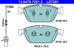 Piduriklotsi komplekt,  ketaspidur ATE Ceramic 13.0470-7281.2