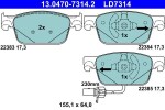 Piduriklotsi komplekt,  ketaspidur ATE Ceramic 13.0470-7314.2