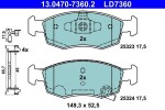 Piduriklotsi komplekt,  ketaspidur ATE Ceramic 13.0470-7360.2