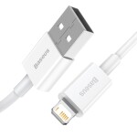 kaabel laadijale USB -  LIGHTNING BASEUS SUPERIOR SERIES, 2.4A, 2M (valge)