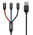 juhe laadijale 3W1 USB-C / LIGHTNING / MICRO 3A 1,2M (must)