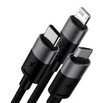 juhe laadijale USB 3W1 BASEUS STARSPEED, USB-C + MICRO USB + LIGHTNING, 3,5A, 1.2M (must)