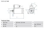 BOSCH Starter 12V 0 986 010 530