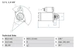 BOSCH Starter 12V 0 986 010 850