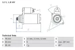 BOSCH Starter 12V 0 986 015 970