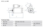 BOSCH Starter 12V 0 986 016 300